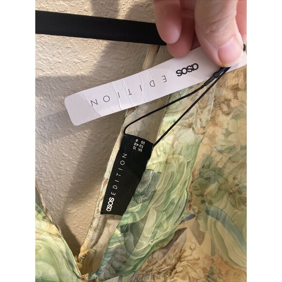 ASOS EDITION organza blouson sleeve midi dress in yellow floral print - Picture 3 of 9